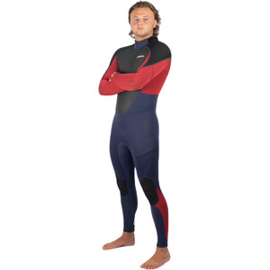 Gul Mens Response 3/2mm Flatlock Back Zip Wetsuit RE1321-C1 - Red / Navy